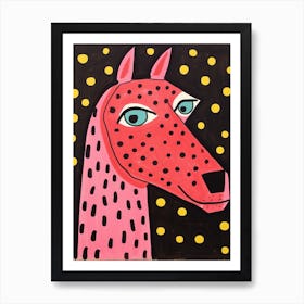 Pink Polka Dot Horse 2 Art Print