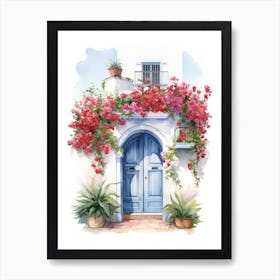 Casablanca, Morocco   Mediterranean Doors Watercolour Painting 3 Art Print