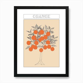 Orange Tree Minimalistic Drawing 3 Poster Art Print