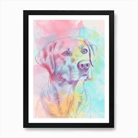 Chesapeake Bay Retriever Dog Pastel Line Watercolour Illustration 2 Art Print