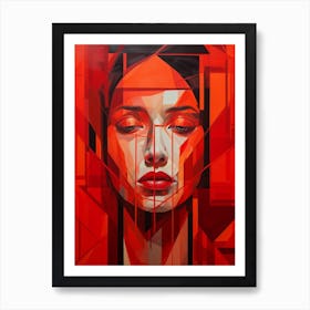 Abstract Geometric Lady Portrait 6 Art Print