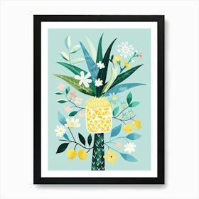 Pineapple Tree Illustration Flat 3 Art Print
