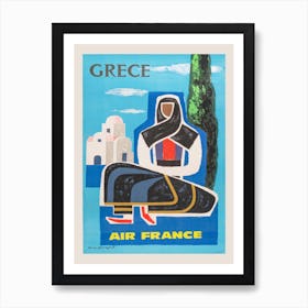 Air France Greece Travel Poster, 1963 Art Print