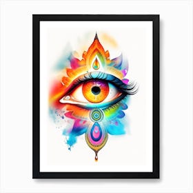 Om Aum, Symbol, Third Eye Watercolour 1 Art Print