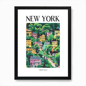 Forest Hills New York Colourful Silkscreen Illustration 1 Poster Art Print