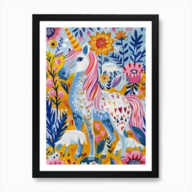 Unicorn With Lambs Fauvism Inspired 1 Art Print