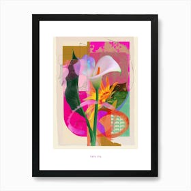 Calla Lily 2 Neon Flower Collage Poster Art Print