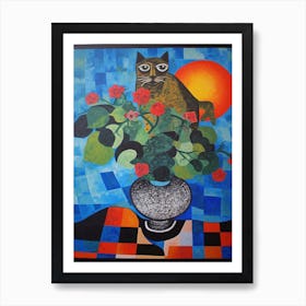 Hydrangea With A Cat 4 Surreal Joan Miro Style  Art Print