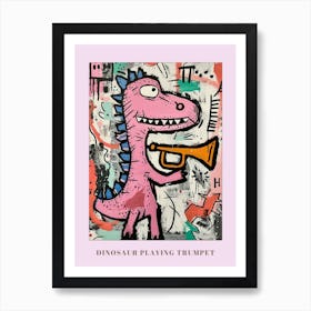 Abstract Dinosaur Scribble Playing The Trumpet 2 Poster Art Print