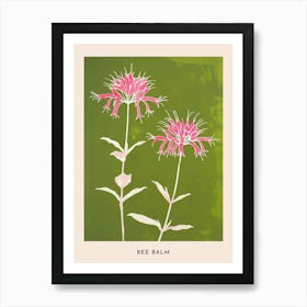 Pink & Green Bee Balm 1 Flower Poster Art Print