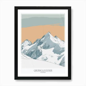 Grossglockner Austria Color Line Drawing 5 Poster Art Print