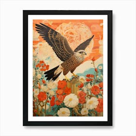 Falcon 4 Detailed Bird Painting Art Print