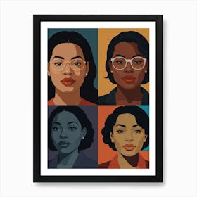 Four Women'S Faces Art Print