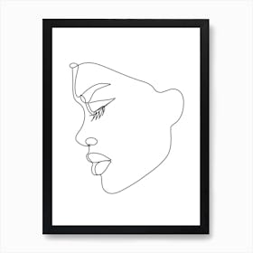 Woman's Side Face Outline Line Art Wall Print Art Print