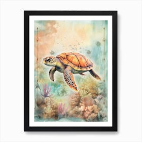 Beach House Sea Turtle  8 Art Print