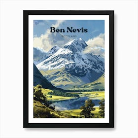 Ben Nevis Scotland Grampian Mountains Digital Travel Art Art Print