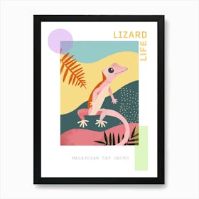 Malaysian Cat Gecko Abstract Modern Illustration 1 Poster Art Print