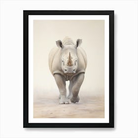 Detailed Vintage Illustration Of A Rhino 8 Art Print