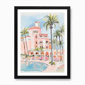 The Ritz Carlton Bacara, Santa Barbara   Santa Barbara, California   Resort Storybook Illustration 7 Art Print