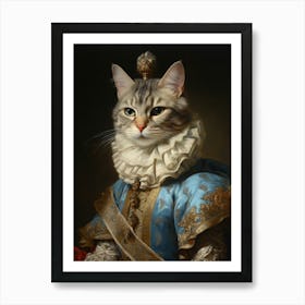 Cat In Medieval Clothing Rococo Style 2 Art Print