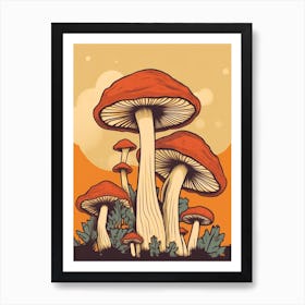 Retro Mushrooms 1 Art Print