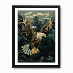 Ohara Koson Inspired Bird Painting Golden Eagle 4 Art Print