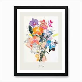 Orchid 3 Collage Flower Bouquet Poster Art Print