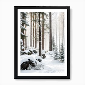 Scandinavian Nordic Forest Neutral Scene Art Print