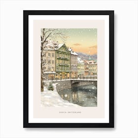 Vintage Winter Poster Zurich Switzerland 6 Art Print