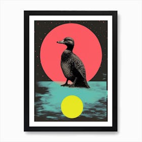 Black Abstract Geometric Duck Risograph Inspired Print 1 Art Print