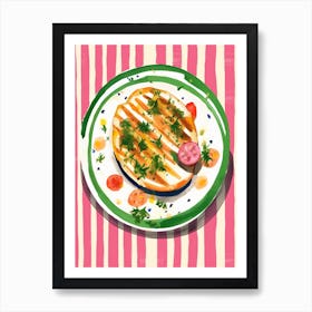 A Plate Of Green Beans, Top View Food Illustration 1 Art Print