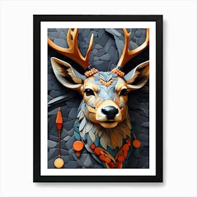 Deer Head mozaik Art Print