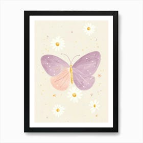 Butterfly And Daisies Art Print