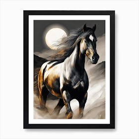 Horse In The Moonlight 21 Art Print