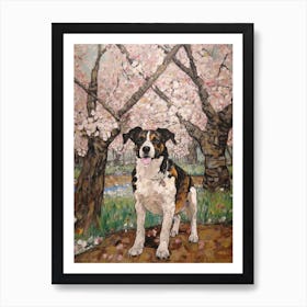 Painting Of A Dog In Brooklyn Botanic Garden, Usa In The Style Of Gustav Klimt 04 Art Print