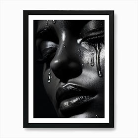 Close Up Of A Single Tear Sleekly Glistening On The Cheek Sweet Emotion Etched Into Its Splendidly Art Print