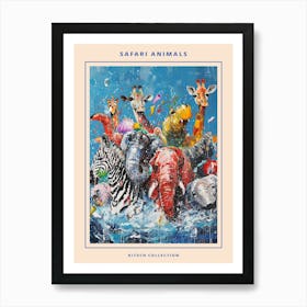 Safari Animals Kitsch Painting Poster 2 Art Print