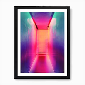 Neon Hallway - Neon Stock Videos & Royalty-Free Footage Art Print