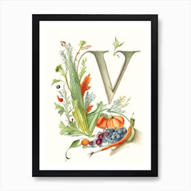 V  Vegetable Soup, Letter, Alphabet Quentin Blake Illustration Art Print