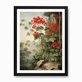 Vintage Jungle Botanical Illustration Jungle Geranium 1 Art Print