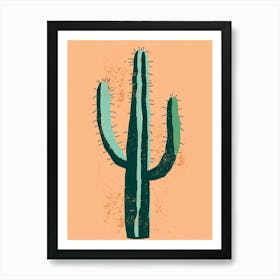 Ferocactus Cactus Minimalist Abstract Illustration 2 Art Print