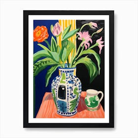 Flowers In A Vase Still Life Painting Lily 1 Art Print