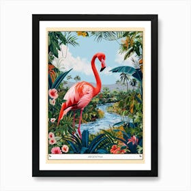 Greater Flamingo Argentina Tropical Illustration 3 Poster Art Print