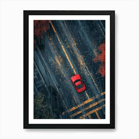 Car Driving In The Rain 3 Art Print