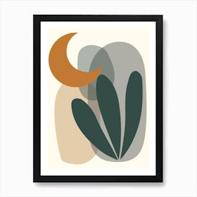 Moon And Leaves Art Print