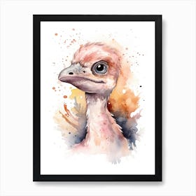 Velociraptor Cute Dinosaur Watercolour 1 Art Print