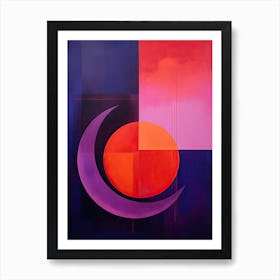 Ethereal Melody: Purple and Red Cosmic Moon Allegory Art Print