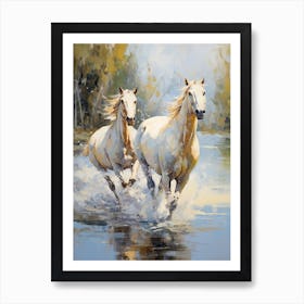 Horses Painting In Camargue, France 4 Art Print