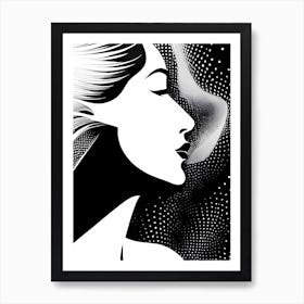 Modern Black And White Silhouette Of A Woman Art Print