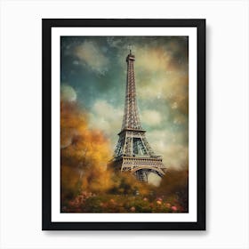 Eiffel Tower Paris France Oil Painting Style 3 Art Print